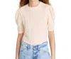 FRAME PLEATED PANEL TEE IN NUDE PINK