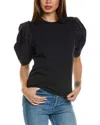 Frame Draped Short Sleeve Organic Cotton T-shirt In Blue