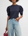 FRAME PLEATED PUFF-SLEEVE TEE