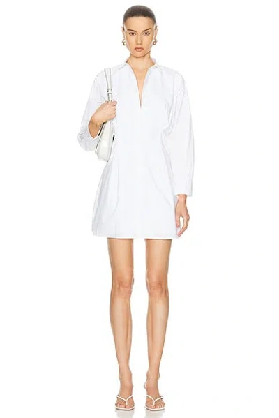 Frame Pleated Regular-fit Organic-cotton Mini Dress In White