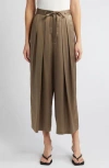 Frame Wide-leg Cropped Silk Trousers In Cypress