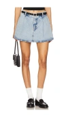 Frame Pleated Denim Mini Skirt In Outlaw In Outlaw