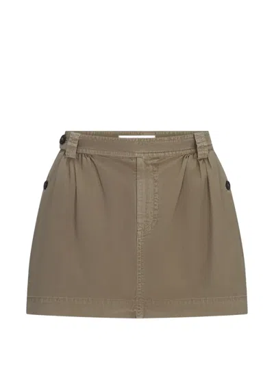 Frame Pleated Twill Skirt In Multi