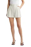 Frame Women's Pinstripe Cotton-linen Pleated Shorts In White