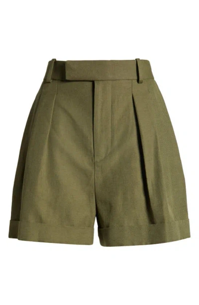 FRAME PLEATED WIDE CUFF TWILL SHORTS