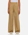 Frame Pleated Wide Leg Trousers In Beige