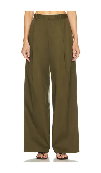 Frame Bundfaltenhose Mit Weitem Bein In Army Green