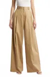 Frame Pleated Wide Leg Pant In Camel In Brown