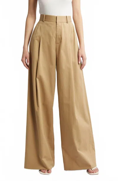 FRAME PLEATED WIDE LEG PANT IN CAMEL