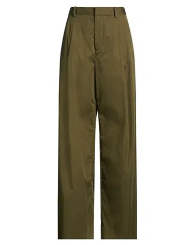 Frame Pleated Wide Leg Pant Woman Pants Military Green Size 12 Cotton