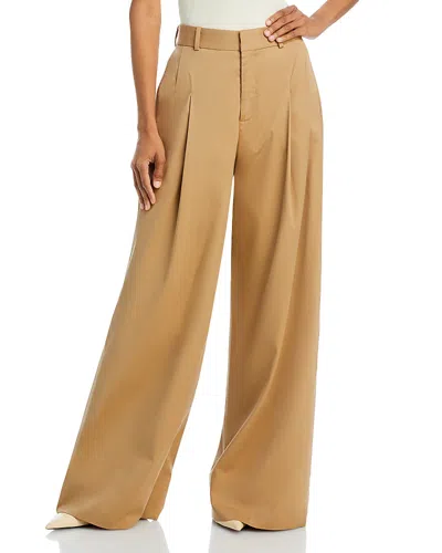 Frame Pleated Wide Leg Pant In Brown