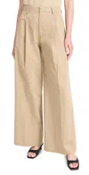 Frame Cotton-twill Wide-leg Pants In Khaki