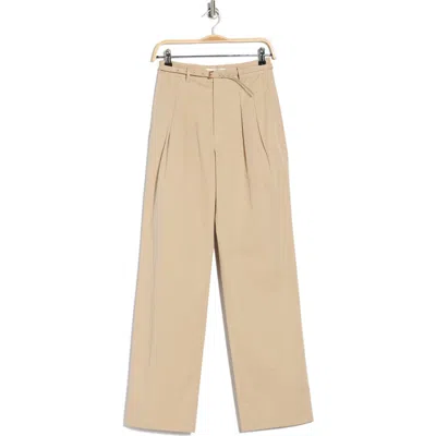 Frame Pleated Wide Leg Trousers In Neutral