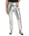 Frame Denim Plus Le Sylvie Silver Chrome Slender Straight Jean In Silver