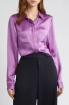 Frame Denim Slim Fit Silk Shirt In Orchid