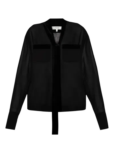 Frame Pocket Tie-detail Blouse In Black