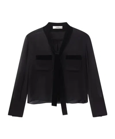 Frame Pocket Tie-detail Blouse In Black