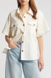 Frame Womens Cream Patch-pocket Cotton-blend Utility Shirt In Cream