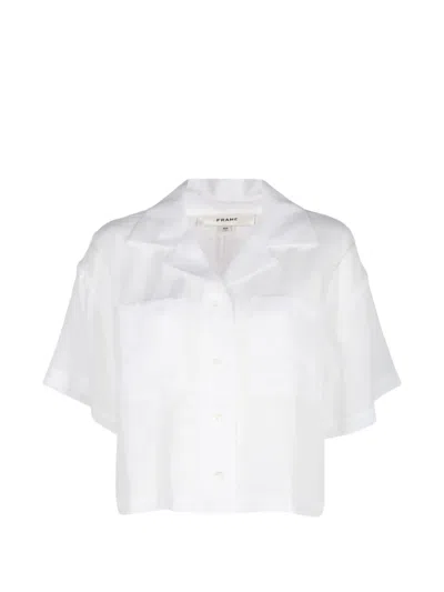 Frame Pocket-detail Cropped Shirt In White