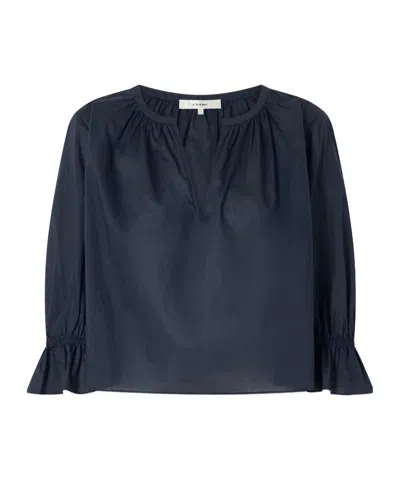 Frame The Poet Blouse Navy In Blue