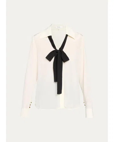 Frame Point Collar Silk Shirt In Cream