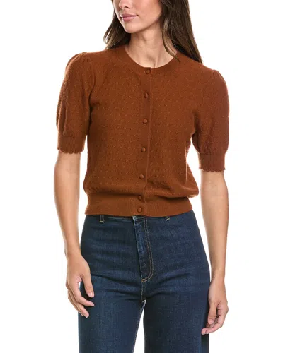Frame Pointelle Cashmere Cardigan In Brown
