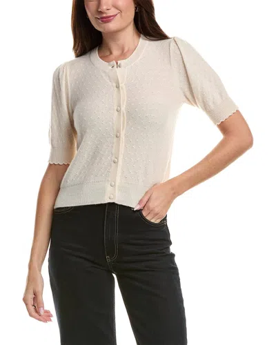 Frame Pointelle Cashmere Cardigan In White