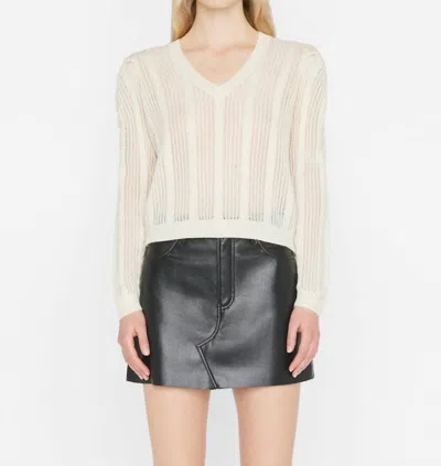 Frame Pointelle Cashmere Ruched Sweater In Off White