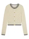 Frame Womens Rookie Open-knit Cotton-blend Cardigan Cream Multi