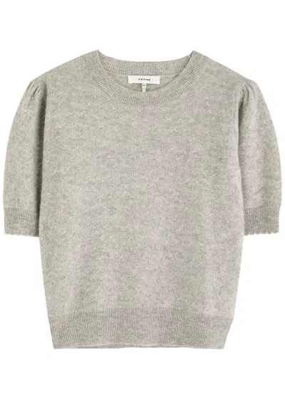 Frame Pointelle-knit Cashmere Jumper In Grey
