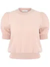 Frame Cashmere Puff-sleeve Sweater In Pink