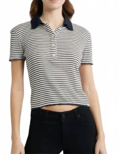 Frame Pointelle Polo Shirt In Navy Multi In Black