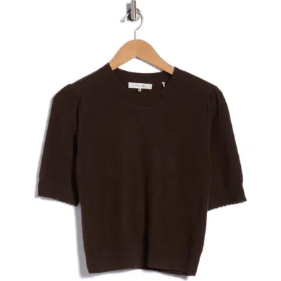 Frame Pointelle Ruched Sweater In Black