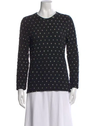 Pre-owned Frame Polka Dot Print Crew Neck Top In Black