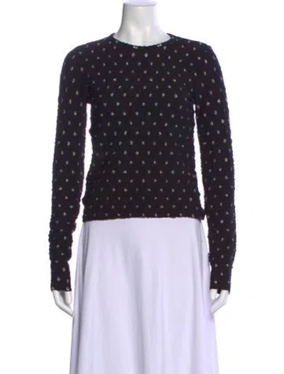 Pre-owned Frame Polka Dot Print Crew Neck Top In Black