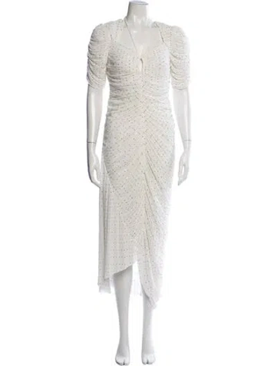 Pre-owned Frame Polka Dot Print Midi Length Dress In White