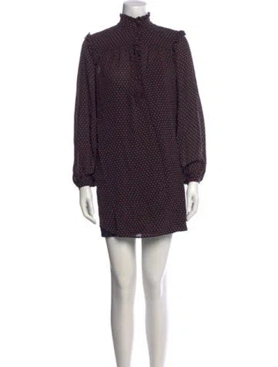 Pre-owned Frame Polka Dot Print Mini Dress In Black