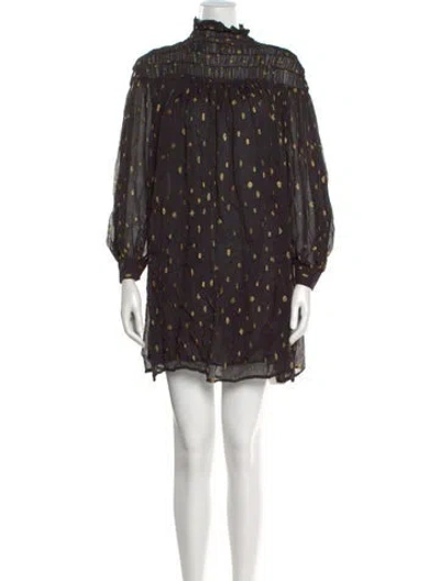 Pre-owned Frame Polka Dot Print Mini Dress In Black
