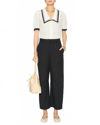 Frame Polka Dot Sailor Blouse In Cream Multi In White