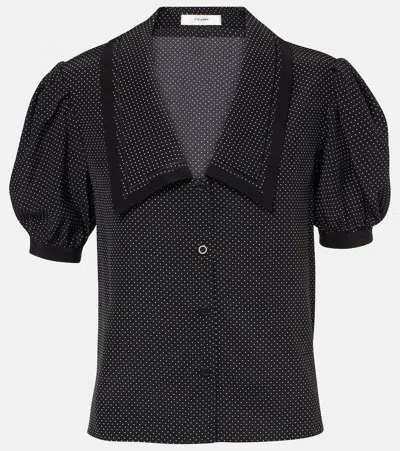 Frame Polka-dot Silk Blouse In Black