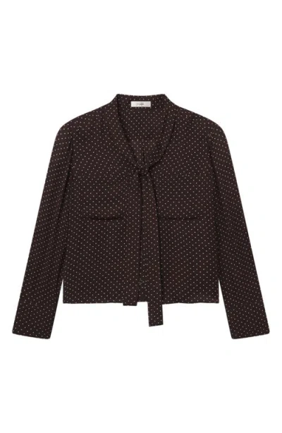 Frame Polka Dot Tie Neck Shirt In Brown