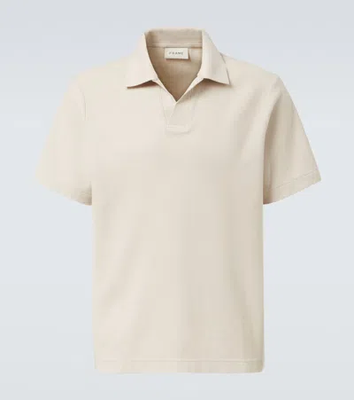 Frame Cotton Pique Polo Shirt In Light Khaki
