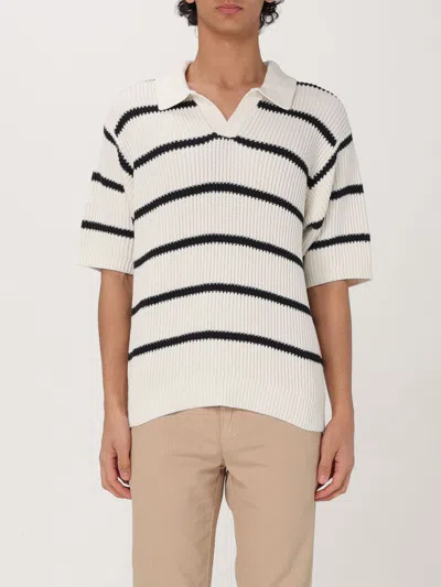 Frame Denim Striped Silk-blend Polo Sweater In Multi