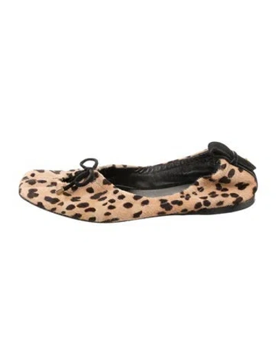 Pre-owned Frame Ponyhair Animal Print Ballet Flats In Neutrals