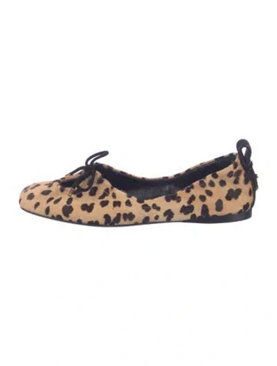 Pre-owned Frame Ponyhair Animal Print Ballet Flats In Neutrals