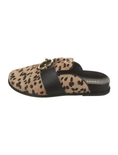 Pre-owned Frame Ponyhair Animal Print Mules In Neutrals