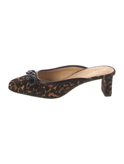 Pre-owned Frame Ponyhair Animal Print Mules In Neutrals