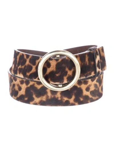 Pre-owned Frame Ponyhair Waist Belt In Brown