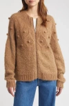 Frame Popcorn Zip Cardigan In Mink