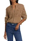 Frame Popcorn Zip Cardigan In Mink In Grey